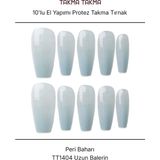 Takma Takma 10'lu Mavi Uzun Balerin TT1404 Tekrar Kullanılabilir El Yapımı Protez Takma Tırnak Mavi-Xs - Pembe