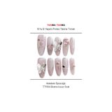 Takma Takma 10'lu Pembe Extra Uzun Oval TT1104 Tekrar Kullanılabilir El Yapımı Protez Takma Tırnak Pembe-S