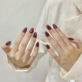 Takma Takma 10'lu Pembe Kısa Oval TT1181 Tekrar Kullanılabilir El Yapımı Protez Takma Tırnak Pembe-Xs