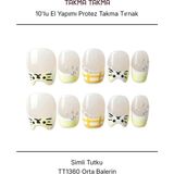 Takma Takma 10'lu Sarı Orta Balerin TT1360 Tekrar Kullanılabilir El Yapımı Protez Takma Tırnak Sarı-M - Kırmızı