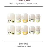 Takma Takma 10'lu Sarı Orta Balerin TT1360 Tekrar Kullanılabilir El Yapımı Protez Takma Tırnak Sarı-S - Kırmızı
