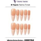 Takma Takma 10'lu Ten Extra KEEE1745 Tekrar Kullanılabilir El Yapımı Protez Takma Tırnak Ten Rengi-Xs