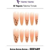 Takma Takma 10'lu Ten Rengi Extra Extra Extra EEE1489 Tekrar Kullanılabilir El Yapımı Protez Takma Tırnak Ten Rengi-S - Nude
