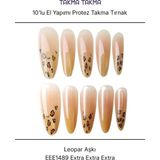 Takma Takma 10'lu Ten Rengi Extra Extra Extra EEE1489 Tekrar Kullanılabilir El Yapımı Protez Takma Tırnak Ten Rengi-S