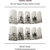 Takma Takma 10'lu Ten Rengi Extra Extra Extra TT1434 Tekrar Kullanılabilir El Yapımı Protez Takma Tırnak Ten Rengi-M - Sarı