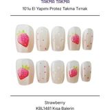 Takma Takma 10'lu Ten Rengi Kısa Balerin KBL1481 Tekrar Kullanılabilir El Yapımı Protez Takma Tırnak Ten Rengi-Xs - Beyaz