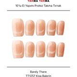 Takma Takma 10'lu Ten Rengi Kısa Balerin TT1257 Tekrar Kullanılabilir El Yapımı Protez Takma Tırnak - Pembe-XS - Yeşil