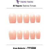 Takma Takma 10'lu Ten Rengi TT1338 Tekrar Kullanılabilir El Yapımı Protez Takma Tırnak Ten Rengi-Xs