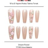 Takma Takma 10'lu Ten Rengi Uzun Balerin TT1151 Tekrar Kullanılabilir El Yapımı Protez Takma Tırnak Ten Rengi-Xs - Pembe