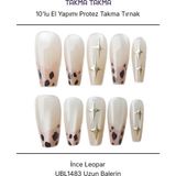 Takma Takma 10'lu Ten Rengi Uzun Balerin UBL1483 Tekrar Kullanılabilir El Yapımı Protez Takma Tırnak Ten Rengi-XS