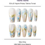 Takma Takma 10'lu Ten Rengi Uzun Balerin UBL1485 Tekrar Kullanılabilir El Yapımı Protez Takma Tırnak Ten Rengi-Xs - Ekru