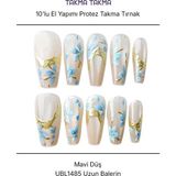 Takma Takma 10'lu Ten Rengi Uzun Balerin UBL1485 Tekrar Kullanılabilir El Yapımı Protez Takma Tırnak Ten Rengi-XS