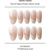 Takma Takma 10'lu Ten Rengi Uzun Oval TT1449 Tekrar Kullanılabilir El Yapımı Protez Takma Tırnak Ten Rengi-S - Ten Nude