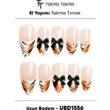 Takma Takma 10'lu Ten Uzun Badem UBD1556 Tekrar Kullanılabilir El Yapımı Protez Takma Tırnak Ten Rengi-M