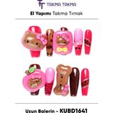 Takma Takma 10'lu Uzun Balerin Renkli KUBD1641 Tekrar Kullanılabilir El Yapımı Protez Takma Tırnak Renkli-Xs - Çok Renkli