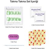 Takma Takma 10'lu Yeşil Kısa Yuvarlak TT1161 Tekrar Kullanılabilir El Yapımı Protez Takma Tırnak Yeşil-S - Pembe