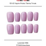 Takma Takma 15'li Mor Orta Kare TT1320 Tekrar Kullanılabilir El Yapımı Protez Takma Tırnak - Mor-XS - Pembe