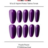 Takma Takma 15'li Mor Uzun Oval TT1319 Tekrar Kullanılabilir El Yapımı Protez Takma Tırnak - Mor-L