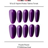 Takma Takma 15'li Mor Uzun Oval TT1319 Tekrar Kullanılabilir El Yapımı Protez Takma Tırnak Mor-Xs - Pembe