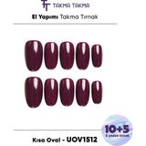 Takma Takma 15'li Mor Uzun Oval UOV1512 Tekrar Kullanılabilir El Yapımı Protez Takma Tırnak - Mor-XS