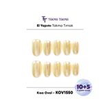 Takma Takma 15'li Sarı Kısa Oval KOV1550 Tekrar Kullanılabilir El Yapımı Protez Takma Tırnak - Sarı-S