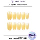 Takma Takma 15'li Sarı Kısa Oval KOV1551 Tekrar Kullanılabilir El Yapımı Protez Takma Tırnak - Sarı-L
