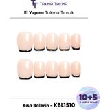 Takma Takma 15'li Ten Kısa Balerin KBL1510 Tekrar Kullanılabilir El Yapımı Protez Takma Tırnak Ten Rengi-M
