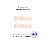 Takma Takma 15'li Ten Kısa Yuvarlark KYL1535FI Tekrar Kullanılabilir El Yapımı Protez Takma Tırnak - Ten Rengi-XS