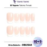 Takma Takma 15'li Ten Orta Balerin OBLK1540FK Tekrar Kullanılabilir El Yapımı Protez Takma Tırnak - Ten Rengi-M