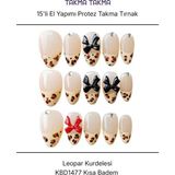 Takma Takma 15'li Ten Rengi Kısa Badem KBD1477 Tekrar Kullanılabilir El Yapımı Protez Takma Tırnak Ten Rengi-L