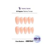 Takma Takma 15'li Ten Rengi Kısa Badem KBD1547 Tekrar Kullanılabilir El Yapımı Protez Takma Tırnak Ten Rengi-XS
