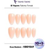 Takma Takma 15'li Ten Rengi Kısa Badem KBD1549 Tekrar Kullanılabilir El Yapımı Protez Takma Tırnak - Ten Rengi-S - Ten Nude