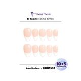 Takma Takma 15'li Ten Rengi Kısa Badem KBDK1537FK 10'lu Tekrar Kullanılabilir El Yapımı Protez Takma Tırnak - Ten Rengi-XS