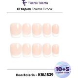 Takma Takma 15'li Ten Rengi Kısa Balerin KBLK1539FK Tekrar Kullanılabilir El Yapımı Protez Takma Tırnak Ten Rengi-Xs