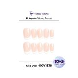 Takma Takma 15'li Ten Rengi Kısa Oval KOVK1538FK Tekrar Kullanılabilir El Yapımı Protez Takma Tırnak - Ten Rengi-M
