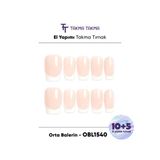 Takma Takma 15'li Ten Rengi Orta Balerin OBLK1540FK Tekrar Kullanılabilir El Yapımı Protez Takma Tırnak - Ten Rengi-S
