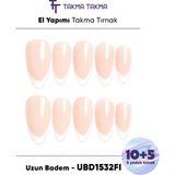 Takma Takma 15'li Ten Uzun Badem UBD1532FI Tekrar Kullanılabilir El Yapımı Protez Takma Tırnak Ten Rengi-S