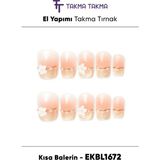 Takma Takma EKBL1672 Kısa Baleri 10'lu Tekrar Kullanılabilir El Yapımı Protez Takma Tırnak Ten Rengi-Xs - Pembe