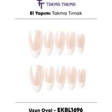 Takma Takma EKBL1696 Kısa Balerin 10'lu Tekrar Kullanılabilir El Yapımı Protez Takma Tırnak Ten Rengi-L - Pembe