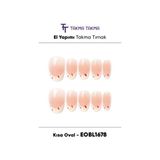 Takma Takma EOBL1678 Kısa Oval 10'lu Tekrar Kullanılabilir El Yapımı Protez Takma Tırnak Pembe-L