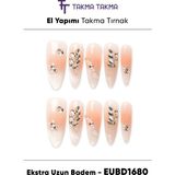 Takma Takma EUBD1680 Extra Uzun Badem 10'lu Tekrar Kullanılabilir El Yapımı Protez Takma Tırnak Ten Rengi-L