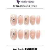 Takma Takma EUBD1681 Kısa Oval 10'lu Tekrar Kullanılabilir El Yapımı Protez Takma Tırnak Ten Rengi-L