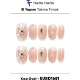 Takma Takma EUBD1681 Kısa Oval 10'lu Tekrar Kullanılabilir El Yapımı Protez Takma Tırnak Ten Rengi-Xs