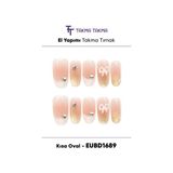 Takma Takma EUBD1689 Kısa Oval 10'lu Tekrar Kullanılabilir El Yapımı Protez Takma Tırnak Renkli-XS
