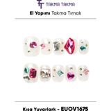 Takma Takma EUOV1675 Kısa Yuvarlak 10'lu Tekrar Kullanılabilir El Yapımı Protez Takma Tırnak Ten Rengi-L