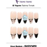 Takma Takma EUOV1690 Uzun Badem 10'lu Tekrar Kullanılabilir El Yapımı Protez Takma Tırnak Ten Rengi-M - 0 - Siyah