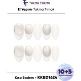 Takma Takma KKBD1624 Kısa Badem 15'li Tekrar Kullanılabilir El Yapımı Protez Takma Tırnak Beyaz-Xs