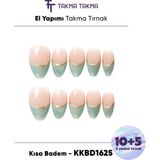 Takma Takma KKBD1625 Kısa Badem 15'li Tekrar Kullanılabilir El Yapımı Protez Takma Tırnak - Ten Rengi-S