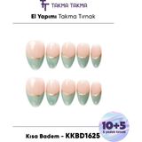 Takma Takma KKBD1625 Kısa Badem 15'li Tekrar Kullanılabilir El Yapımı Protez Takma Tırnak - Ten Rengi-XS