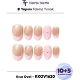 Takma Takma KKOV1620 Kısa Oval 15'li Tekrar Kullanılabilir El Yapımı Protez Takma Tırnak Renkli-M